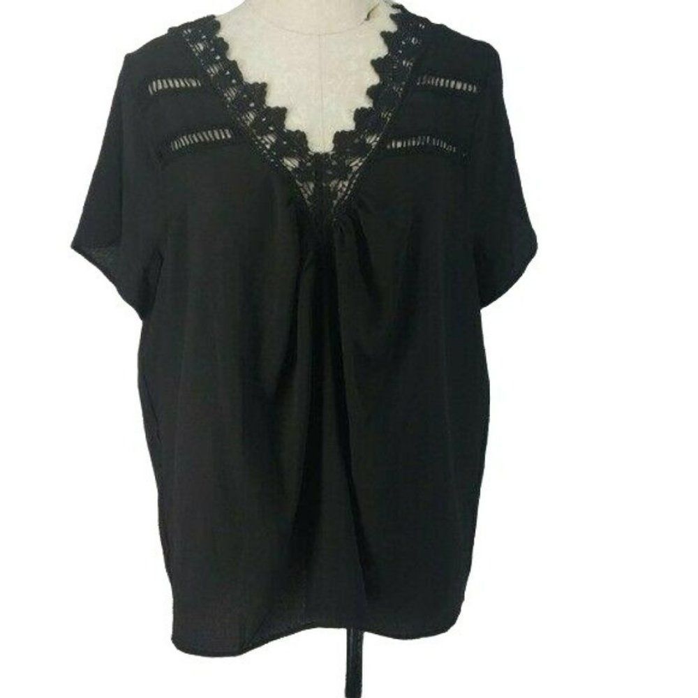 C.O.C Clothing Obsessed Company Woman's Curvy Fit Lace Black Blouse‎ Size 2X
